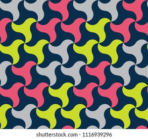 Vector seamless pattern in the form of a large number of a shuriken star in pink, blue, yellow, champagne . Morocco style. Vitrage colors. Digital paper for textile print. Illustration of asian art.