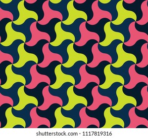 Vector seamless pattern in the form of a large number of a shuriken star in pink, green, black . Morocco style. Vitrage colors. Digital paper for textile print. Illustration of asian art.