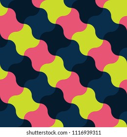 Vector seamless pattern in the form a shuriken star mixed by vintage colors - yellow, blue, black, pink. Retro style. Large figures. Digital paper for textile print. Art illustration. Morocco style.