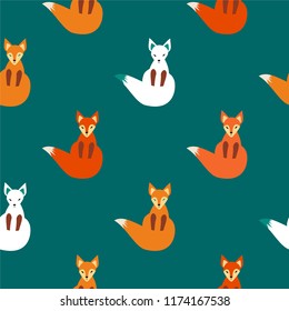 Vector seamless pattern with foxes. Seamless pattern with foxes.