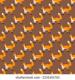 Vector seamless pattern with foxes . Pattern for fabric, wallpaper, paper, clothes