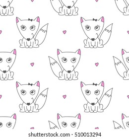 vector seamless pattern of foxes, texture for baby products or souvenirs