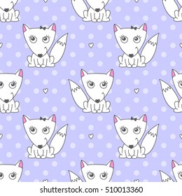 vector seamless pattern of foxes, texture for baby products or souvenirs
