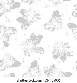 Vector seamless pattern with frangipani leaves and flowers. Textile pattern with tropical modern flowers.