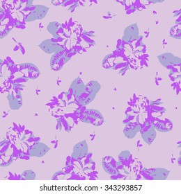 Vector seamless pattern with frangipani leaves and flowers. Textile pattern with tropical modern flowers.