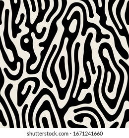 Vector seamless pattern. Free form organic shapes. Stylish structure of natural spots. Hand drawn abstract background. Can be used as swatch in Illustrator. Monochrome spotty print.