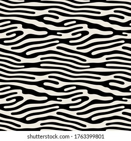 Vector seamless pattern. Free form organic shapes. Stylish structure of natural spots. Hand drawn abstract background. Can be used as swatch in Illustrator. Monochrome spotty print.