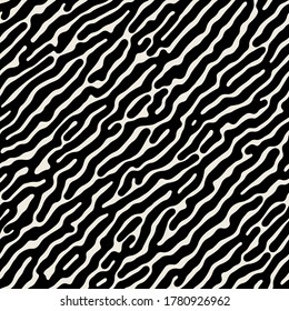 Vector seamless pattern. Free form organic diagonal shapes. Stylish structure of natural spots. Hand drawn abstract background. Can be used as swatch in Illustrator. Monochrome spotty print.