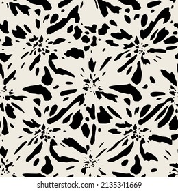 Vector seamless pattern. Free form organic shapes. Stylish structure of natural spots. Hand drawn abstract background. Can be used as swatch in Illustrator. Monochrome spotty print.