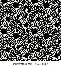 Vector seamless pattern. Free form organic shapes. Stylish structure of natural spots. Hand drawn abstract background. Can be used as swatch in Illustrator. Monochrome spotty print.