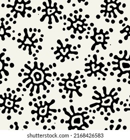 Vector seamless pattern. Free form organic shapes. Stylish structure of natural spots. Hand-drawn abstract background. Can be used as a tileable swatch. Monochrome spotty print.