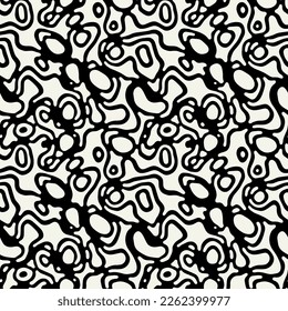 Vector seamless pattern. Free form organic shapes. Stylish structure of natural spots. Hand-drawn abstract background. Can be used as a swatch. Monochrome natural print.