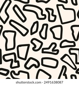 Vector seamless pattern. Free form organic shapes. Stylish structure of natural spots. Hand drawn abstract background. Monochrome spotty print. 3D Illustration