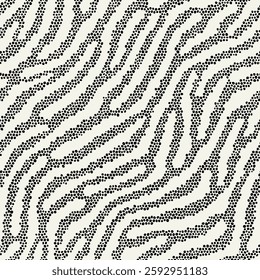 Vector seamless pattern. Free form organic shapes. Stylish smooth weaving structure. Natural rounded spots. Hand drawn abstract background. Can be used as swatch. Monochrome smooth spotty print.