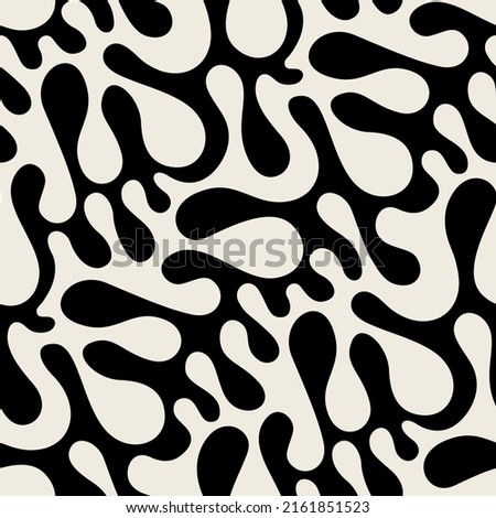 Vector seamless pattern. Free form organic shapes. Stylish structure of natural spots. Hand drawn abstract background. Can be used as swatch in Illustrator. Monochrome spotty print.