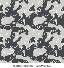 Vector seamless pattern. Free-form organic shapes. Stylish structure of natural spots and lines. Hand-drawn abstract background. Can be used as a swatch. Abstract natural print.