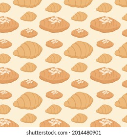 Vector seamless pattern with french croissants