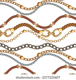 vector seamless pattern with fringe, belts and chains.