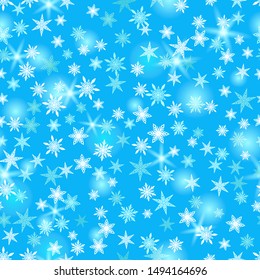Vector seamless pattern with frosty snowflakes winter Christmas endless texture