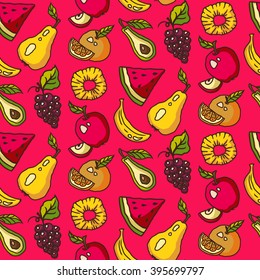 Vector seamless pattern of fruit