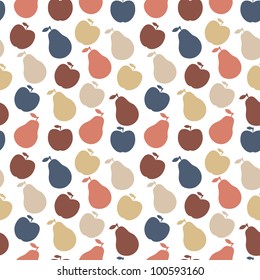 Vector seamless pattern of fruit - apple and pear