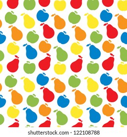 Vector seamless pattern of fruit - apple and pear