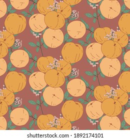 Vector seamless pattern with fruit. Summer food background.