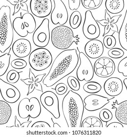 Vector seamless pattern with fruits.
