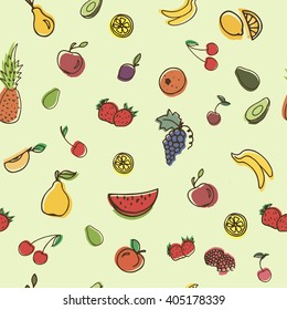 vector seamless pattern with fruits