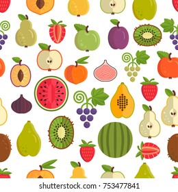 Vector seamless pattern with fruits. All objects are conveniently grouped and easily editable