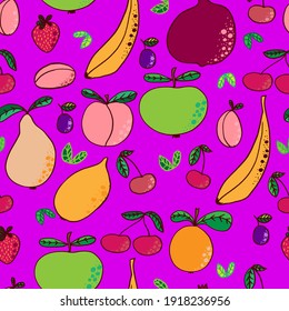 vector seamless pattern fruits and berries.