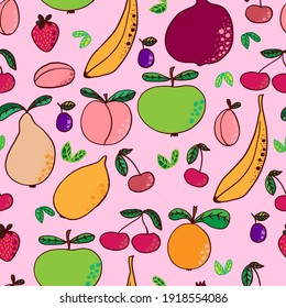 vector seamless pattern fruits and berries.