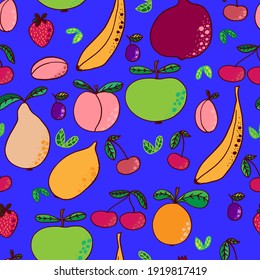 vector seamless pattern fruits and berries.