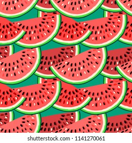Vector seamless pattern with fruits. Colorful hand drawn background.