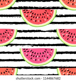Vector seamless pattern with fruits. Colorful hand drawn background.
