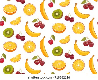 Vector seamless pattern fruits on a white background