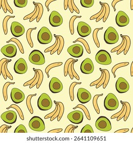 vector seamless pattern of fruits, repeated fruits pattern background design