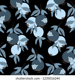 Vector seamless pattern with fruits of ripe grenades