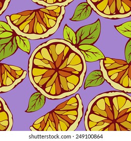 Vector seamless pattern full slice & half slice lemon