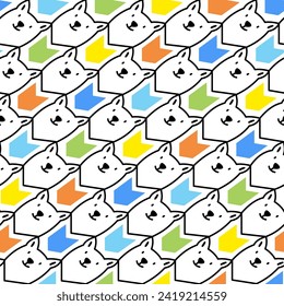 Vector seamless pattern with funny bears in rows