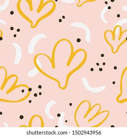 Vector seamless pattern with Funny Brush Strokes. Abstract texture with hand drawn Ink Shapes. Multicolored background.