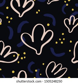 Vector seamless pattern with Funny Brush Strokes. Abstract texture with hand drawn Ink Shapes. Multicolored background.