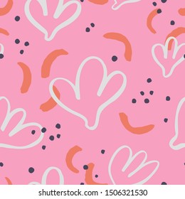 Vector seamless pattern with Funny Brush Strokes. Abstract texture with hand drawn Ink Shapes. Multicolored background.