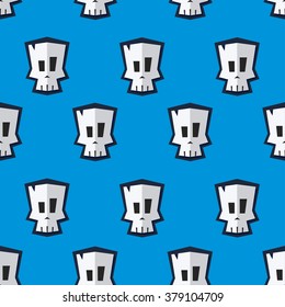 Vector seamless pattern with funny cartoon skull.