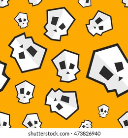 Vector seamless pattern with funny cartoon skull. Pattern for Halloween.
