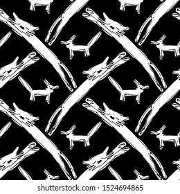 Vector seamless pattern with funny  cats . Hand drawn illustration of funny tomcats. Children's drawing style.