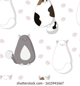 Vector seamless pattern with funny cats