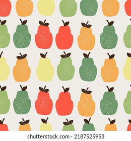 Vector seamless pattern with funny colrful pears