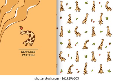 Vector seamless pattern with funny giraffes for children product. Ideal design for cards, posters, invitations. Isolated