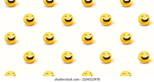 Vector seamless pattern with funny laughing emojis. 3d vector illustration